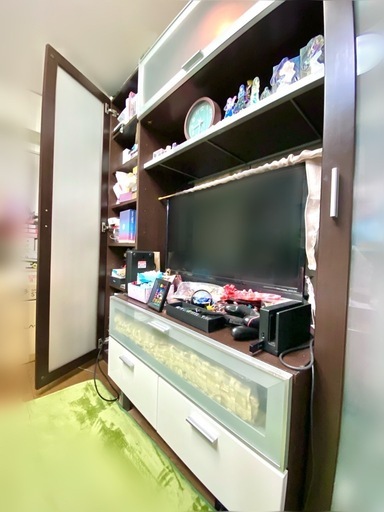 10/15昼迄【テレビ台】収納棚/飾棚ライト付【テレビボード】