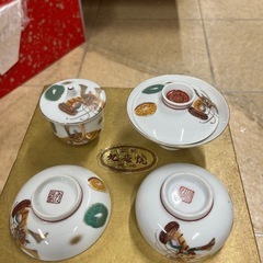 無料で差し上げます。未使用新品　九谷焼　子供祝い膳揃え　男の子用　4セットまとめて引き取り希望の画像