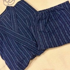 👘【サイズ120】キッズ甚平・紺色／落ち着いた和柄👘 – 秋祭り・夕涼み会・おうち時間にもピッタリ！ –の画像