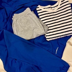 👕【ユニクロ3点セット】サイズ150／男の子向け🧒 – ボーダー長袖＆グレースウェット＆軽量ネイビーポケットパーカーの3点セット✨ –の画像