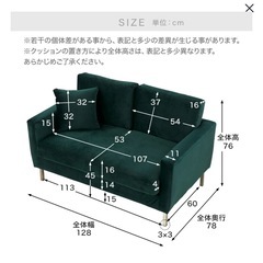 9/24までLOWYA ベルベット調　2人掛けソファの画像