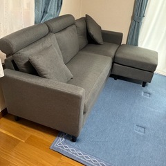 ソファー　3人掛け　オットマン　クッション　ベッドレス付 の画像