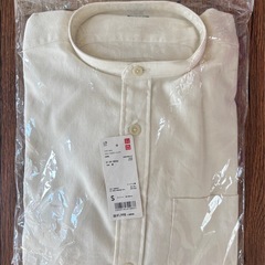 【新品未使用】UNIQLO フランネルスタンドカラーシャツ 長袖 オフホワイト　Sサイズの画像