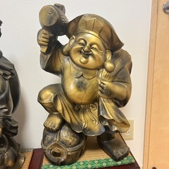 【愛知 引き取り限定】七福神 布袋尊・大黒天 像 2体＋専用台座セット 縁起物 商売繁盛の画像