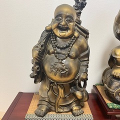 【愛知 引き取り限定】七福神 布袋尊・大黒天 像 2体＋専用台座セット 縁起物 商売繁盛の画像