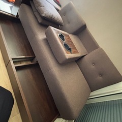 【美品】9/23までに引き取れる方　ソファ　オットマン　収納多数　カップホルダー付き　3人掛けの画像