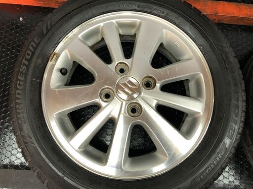 【BS ECOPIA NH100C 165/60R14】夏タイヤ【SUZUKI エブリィワゴン 純正アルミホイール 14インチ 4.5J4HPCD100+50】20年製 バリ溝 (STD035)