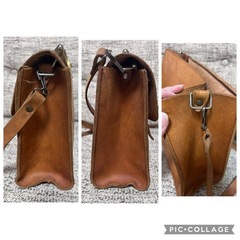 ヴィンテージの本革2way ショルダー、ハンドバッグの画像