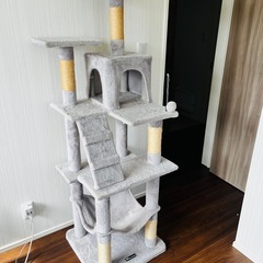 (決まりました)Mwpo キャットタワー ハンモック 多頭飼い 人気 据え置き スリム設計 大きいハンモック ダークグレー 多頭飼い (高さ162cm) 130Cの画像