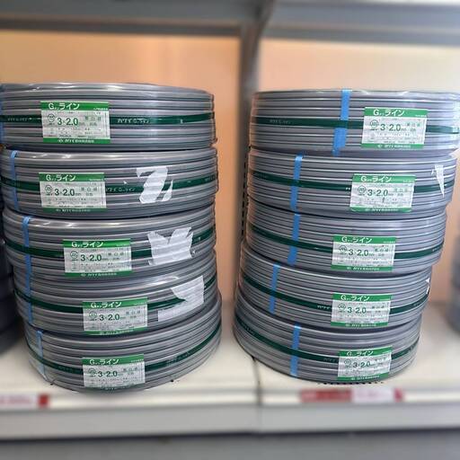 電 10巻セット 河合電器 Gタフライン3×2.0mm 100m 黒白緑 600Vビニル絶縁ビニルシース 25年製 40921K01 