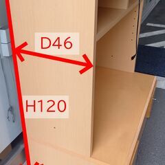 中古【ノーブランド、テレビ台】幅106×高さ120×奥行60cm（棚奥行46cm）取りに来れる方にさしあげます。の画像