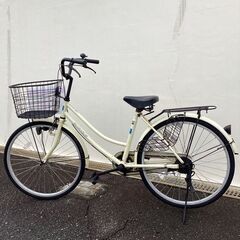 自転車🚲24インチ自転車🚲ギア付き・ライト付き自転車🚲お買い得‼️春日市‼️入荷しました🚲クリーム色自転車🚲クリームカラー🚲リサイクルマート♻️リサイクル🚲【No327】の画像
