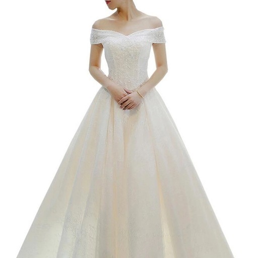 【美品・試着のみ】ウェディングドレス　オフショル　Sサイズ