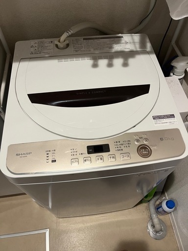 SHARP 洗濯機 2021年製 6.0kg ES-GE6E