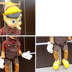 操り人形 ピノキオ マリオネット 昭和レトロ 人形の高さ約53.5㎝ 操り棒・糸付き 現状品 苫小牧西店の画像