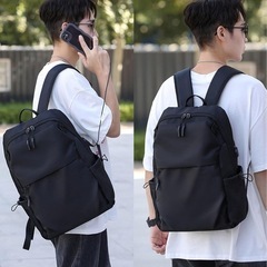【新品】USB充電ポート付 多機能 大容量リュック ブラック シンプル 軽量 ビジネス 通勤 通学 男女兼用 の画像
