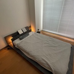 RASIK LED照明付きステージベッド『RELAIR リレア』 ストーングレー　マットレス付き　ローベッド　セミダブルの画像