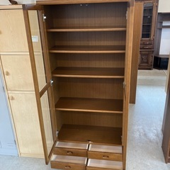 T2509-296 浜木工芸 ガラスキャビネット ナチュラル キズ汚れ有りの画像