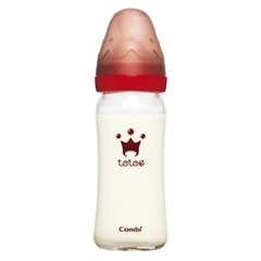 【美品】コンビ Combi テテオ teteo 授乳のお手本 哺乳びん耐熱ガラス製 240ml Mサイズ乳首付 (2・3ヵ月~18ヵ月まで)の画像