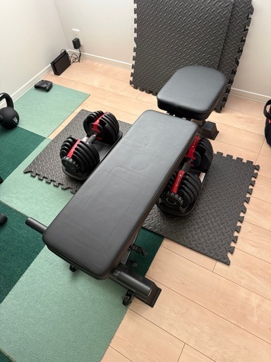 可変式ダンベル、ベンチ
セット