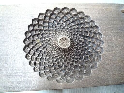 レトロ 木製和菓子型 木型 木製型 菓子型 押型 丸菊 マルギク 菊