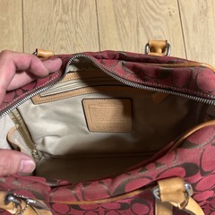 コーチ ハンドバッグ シグネチャー キャンバス レザー レッド coachの画像