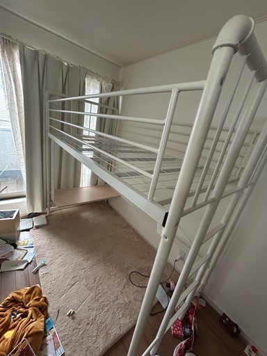 ロフトベッド ホワイト デスク付き