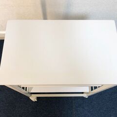 YAMAZEN マルチワゴン MMG-7030C ホワイト 作業台 可動棚2枚 5段階高さ調節可能・キャスター（ロック2ヶ所）付きキャビネット 山善の画像