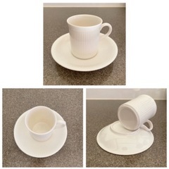 白磁のコーヒー＆ティーカップ　ソーサーセットの画像