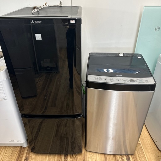 自社配送設置無料　 ブラック家電セット 洗濯機　ハイアール 冷蔵庫　三菱