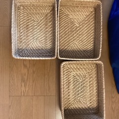 【あげます】無印良品　重なるラタン長方形バスケット大3小3セットの画像