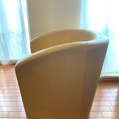 レザーチェア　一人用　ベージュ　※レザーひび、ハゲありの画像