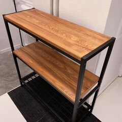 【家具3点セット】天然木無垢材×ブラックアイアン [TABAS] テレビボード・3段シェルフ・ハンガーラックの画像