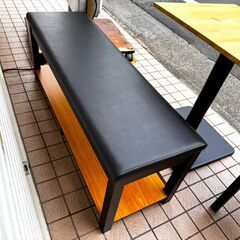 棚付き長ベンチ W1200 ダークブラウン色の画像