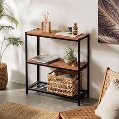 【家具3点セット】天然木無垢材×ブラックアイアン [TABAS] テレビボード・3段シェルフ・ハンガーラックの画像