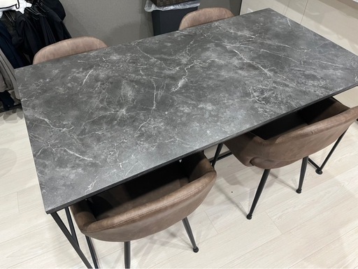 大理石風ダイニングテーブル、椅子セット