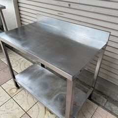 【中古】作業台/ステンレス作業台 幅90×奥55×高さ80 厨房 居酒屋 料理 キッチン インテリア バックガードの画像