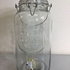 🍀【美品】ガラス ジャグ キーパー ドリンクサーバー 蛇口付き 透明の画像