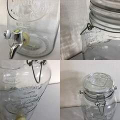 🍀【美品】ガラス ジャグ キーパー ドリンクサーバー 蛇口付き 透明の画像