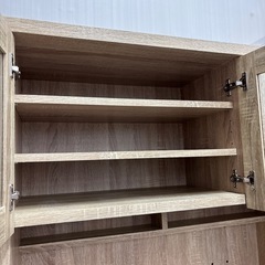 木製 食器棚 ライトブラウンの画像