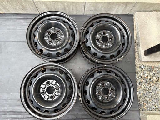 極太 軽カスタムサイズ 14インチ 6J +50(手計測) 黒鉄チン 4本