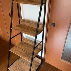 激安/期間限定/木製と金属の4段ラダーシェルフの画像