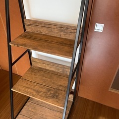 激安/期間限定/木製と金属の4段ラダーシェルフの画像