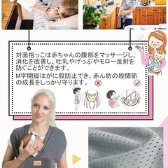 新品！CUBY 抱っこ紐 新生児 ベビースリング だっこひも 首すわり前 だっこ紐 ベビーキャリア スリング おんぶ紐 対面抱き メッシュ 簡単 軽量 新生児から20㎏まで使える 説明書あり(ダークグレー)の画像