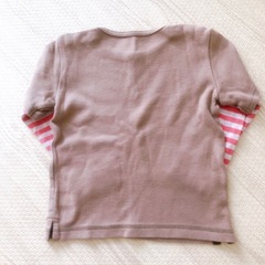 ⑤ロングTシャツ　90サイズ　ブラウン×ボーダーの画像