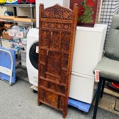 【武蔵小山店】 パーテーション 衝立 ついたて 間仕切り 木製 彫刻 アンティーク エスニック インド家具 アジアン家具 折りたたみ スクリーン partition folding screen divider wooden carving antique ethnic indian furniture asian furniture folding screen の画像