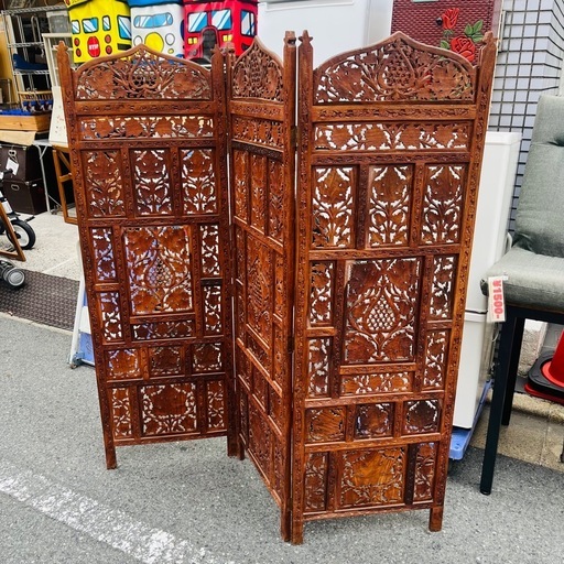 木製彫刻入り衝立 パーテーション 木製彫刻入り衝立 パーテーション