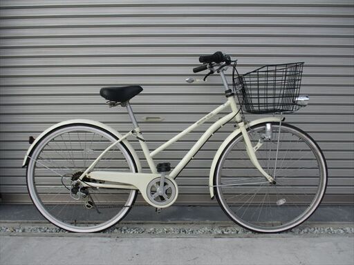 E518　★限定特価★ 中古自転車 【26インチ　シティ　ホワイト　6段　LEDダイナモライト 】