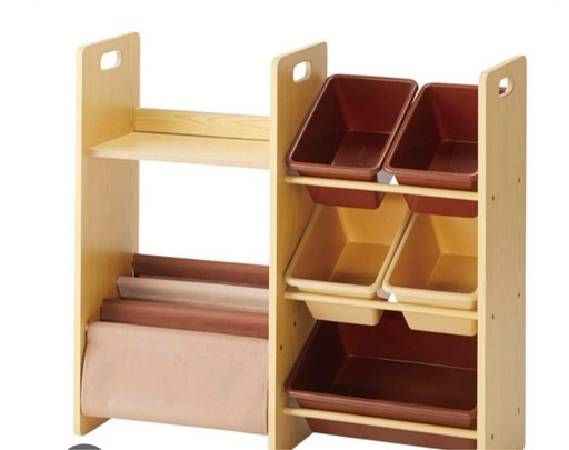 リトルプリンセス　木製 絵本ラック 収納ボックス付き