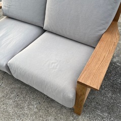 【無印良品】ソファ　2人掛けソファ　木目　グレー　【幅148×奥行96×座面高36××背面高さ82.5】の画像